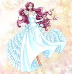  code_geass colorized dress euphemia_li_britannia high_heels highres jirou_(asami0512jump) kuon_yuu long_hair pink_hair purple_eyes shoes solo wedding_dress 