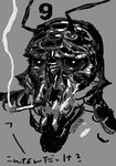  cigarette district_9 greyscale monochrome no_humans portrait prawn science_fiction sketch smoking terada_katsuya translated 
