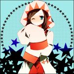  1girl blue_eyes brown_hair commentary_request final_fantasy final_fantasy_ix garnet_til_alexandros_xvii official_alternate_costume one_eye_closed photoshop_(medium) solo star_(symbol) white_mage_(final_fantasy) yui_(marine-drive) 