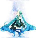  aqua_hair closed_eyes detached_sleeves hatsune_miku legs long_hair music necktie open_mouth popoin singing skirt solo thighhighs twintails very_long_hair vocaloid zettai_ryouiki 