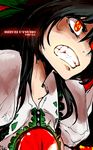  black_hair bow clenched_teeth eyes fangs hair_bow oso_(toolate) red_eyes reiuji_utsuho solo symbol-shaped_pupils teeth touhou 