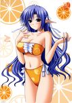  ai_(tick!_tack!) bikini blue_hair blush breasts character_name half_updo large_breasts long_hair navel navel_(company) official_art orange_bikini pointy_ears red_eyes shuffle! solo suzuhira_hiro swimsuit tick!_tack! 