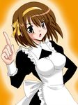  brown_hair c-chaos long_sleeves lowres maid short_hair solo suzumiya_haruhi suzumiya_haruhi_no_yuuutsu 