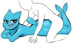  2019 5_fingers anthro azabeth_(artist) blue_fur butt cartoon_network crossed_arms domestic_cat duo featureless_male felid feline felis female from_behind_position fur human human_on_anthro human_penetrating_anthro interspecies looking_back lying male male/female mammal mature_female nicole_watterson on_front sex simple_background sweat the_amazing_world_of_gumball white_background 