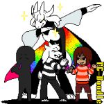  animated asriel_dreemurr asriel_dreemurr_(god_form) boss_monster bovid caprine chara_(undertale) dab human mammal microphone pc-doodle protagonist_(undertale) undertale video_games 