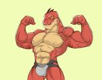  abs anthro biceps clothing dagantfus_(artist) digital_media_(artwork) dinosaur flexing looking_at_viewer male mostly_nude muscular muscular_male navel nipples pecs reptile reptillus_maximus scalie sharp_teeth simple_background solo standing stripes teeth toy_story underwear 