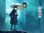  bf._(sogogiching) copyright_request long_sleeves pantyhose rain road_sign sign solo umbrella 