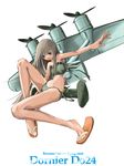  aircraft airplane bikini character_name do_24_(personification) mecha_musume military nano original propeller sandals solo swimsuit world_war_ii 