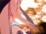  animated animated_gif game_cg lovedeath lowres pink_hair red_eyes solo sunset 