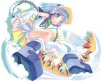  asymmetrical_clothes blue_eyes blue_hair detached_sleeves digital_media_player headphones ipod magical_girl moetan one-piece_swimsuit pastel_ink pop school_swimsuit single_thighhigh solo swimsuit thighhighs white_school_swimsuit white_swimsuit 