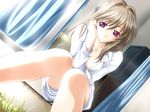  dutch_angle floralia game_cg long_hair long_sleeves masaharu sakurai_shino sitting solo window 