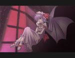  artist_request bat_wings blue_hair cup hat red_eyes remilia_scarlet ribbon short_hair solo teacup touhou wings wrist_cuffs 