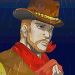 cowboy cowboy_hat flint hat lowres male_focus mother_(game) mother_3 oekaki rain solo western 