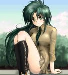  green_hair jochuu-san long_sleeves lowres oekaki original solo yagisaka_seto 