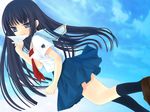  day futami_eriko hinayuki_usa kibina_high_school_uniform kimi_kiss paper_airplane school_uniform sky solo 