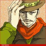  cowboy cowboy_hat flint hat long_sleeves lowres male_focus mother_(game) mother_3 oekaki solo western 