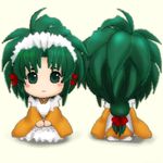  chibi green_hair imageboard_colors jochuu-san long_sleeves lowres multiple_views oekaki original yagisaka_seto 