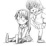  animated animated_gif azumanga_daiou greyscale long_sleeves lowres mizuhara_koyomi monochrome multiple_girls sketch takino_tomo thighhighs 