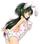  animal_ears breasts bunny_ears covered_nipples green_eyes green_hair jochuu-san long_hair lowres medium_breasts oekaki original solo yagisaka_seto 