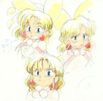  90s annoyed blonde_hair blue_eyes capelet child concept_art earrings face grandia grandia_i hontani_toshiaki jewelry official_art sad sketch sue_(grandia) surprised traditional_media watercolor_(medium) 