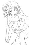  greyscale lifted_by_another lineart lowres monochrome multiple_girls nagato_yuki one-piece_swimsuit school_swimsuit school_swimsuit_flap suzumiya_haruhi suzumiya_haruhi_no_yuuutsu swimsuit swimsuit_lift yuuji 