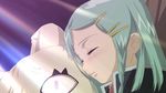  blush frankenplush green_hair rimone screencap simoun sleeping solo 