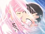  1girl couple game_cg hetero kawata_hisashi kiss long_hair long_sleeves lucy_maria_misora to_heart_2 