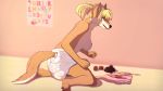  anthro big_breasts biped black_nose breasts canid canine canis clothed clothing cocker_spaniel diaper dog drooling feces female fur hair inside jager-darklite jessie_(griffdog) mammal messy_diaper pooping saliva scat sitting soiling soiling_diaper solo topless 