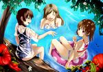  bikini brown_hair chiko_(kanhogo) closed_eyes fukuzawa_yumi innertube maria-sama_ga_miteru multiple_girls shimazu_yoshino swimsuit toudou_shimako water wet 