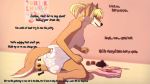  anthro big_breasts biped black_nose breasts canid canine canis clothed clothing cocker_spaniel dialogue diaper dog drooling english_text feces female fur hair inside jager-darklite jessie_(griffdog) mammal messy_diaper pooping saliva scat sitting soiling soiling_diaper text topless 