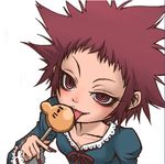  candy cosplay d.gray-man doseisan emu_(toran) food kumatora licking lollipop long_sleeves lowres mother_(game) mother_3 parody road_kamelot road_kamelot_(cosplay) shaped_lollipop solo 