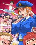  6+girls alcohol anger_vein ballerina beer closed_eyes crown hat karaoke kikukawa_yukino kuga_natsuki long_sleeves lowres microphone minagi_mikoto multiple_girls my-hime nigou one_eye_closed open_mouth pantyhose peaked_cap police police_uniform sanada_yukariko sugiura_midori sweatdrop tokiha_mai uniform yuuki_nao 