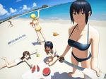  beach bikini breasts copyright_request day food fruit large_breasts legs multiple_girls outdoors suikawari swimsuit sword watermelon weapon yasunon 