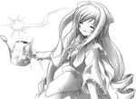  greyscale kantoku long_hair long_sleeves lowres monochrome rozen_maiden sketch solo suiseiseki watering_can 