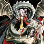  aquarian_age dragon horns long_sleeves monster_girl red_eyes solo sumi_keiichi sword weapon 