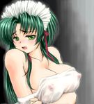  breasts covered_nipples green_hair jochuu-san large_breasts lowres nipples oekaki original see-through solo yagisaka_seto 