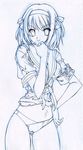  kita_high_school_uniform lowres monochrome natsuno_suika panties school_uniform serafuku solo suzumiya_haruhi suzumiya_haruhi_no_yuuutsu underwear 