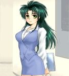  green_hair imageboard_colors jochuu-san long_sleeves lowres oekaki office_lady original pencil_skirt skirt solo yagisaka_seto 