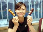  dango food lowres noto_mamiko photo real_life seiyuu solo wagashi 