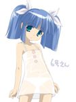  blue_eyes blue_hair chemise hair_ribbon pani_poni_dash! panties ribbon see-through short_hair short_twintails skirt solo standing suzuki_sayaka twintails umekichi underwear white_panties white_skirt 