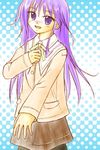  happiness! long_sleeves lowres male_focus otoko_no_ko pantyhose purple_eyes purple_hair solo watarase_jun 