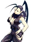  artist_request bare_hips black_gloves breasts cleavage gloves hip_vent ibuki_(street_fighter) large_breasts lowres ninja ponytail solo street_fighter street_fighter_iii_(series) 