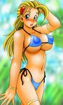  bikini blonde_hair breasts covered_nipples day duplicate furinji_miu jpeg_artifacts large_breasts puffy_nipples shijou_saikyou_no_deshi_ken'ichi solo swimsuit 