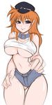  artist_request bad_anatomy bangs bare_shoulders black_eyes blush breasts collar cowboy_shot cutoffs denim denim_shorts final_fight hair_between_eyes hands_on_hips hat large_breasts light_smile long_hair looking_at_viewer midriff naughty_face navel no_bra orange_hair peaked_cap roxy short_shorts shorts simple_background sketch slender_waist smile solo standing tank_top thick_thighs thigh_gap thighs underboob white_background 