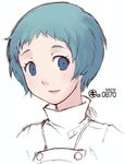  aqua_hair blue_eyes kei_jiei persona persona_3 school_uniform short_hair smile solo yamagishi_fuuka 