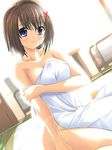  aikawa_daisei blue_eyes brown_hair game_cg lowres lyrical_nanoha mahou_shoujo_lyrical_nanoha mahou_shoujo_lyrical_nanoha_a's nude school_love! smile solo third-party_edit towel yagami_hayate 