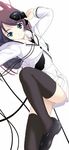  copyright_request dancing houmitsu jumping long_sleeves miniskirt school_uniform skirt solo thighhighs zettai_ryouiki 