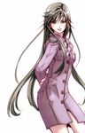  akira_ferrari amano_kozue aria arms_behind_back black_hair brown_eyes coat long_hair long_sleeves official_art simple_background smile solo white_background 