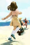  2boys artist_request beach cloud day guile long_sleeves mary_janes multiple_boys outdoors shoes skirt street_fighter what zangief 