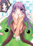  1girl happiness! long_sleeves otoko_no_ko pantyhose purple_eyes purple_hair takamine_koyuki tama_(happiness) watarase_jun 